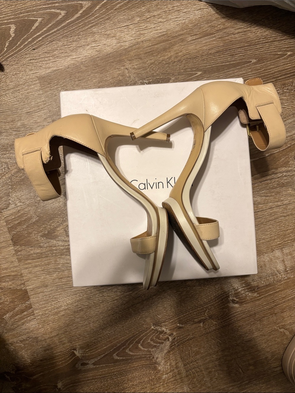 Calvin Klein Blush Cream Ankle-Strap Stiletto Heels - Picture 4 of 7